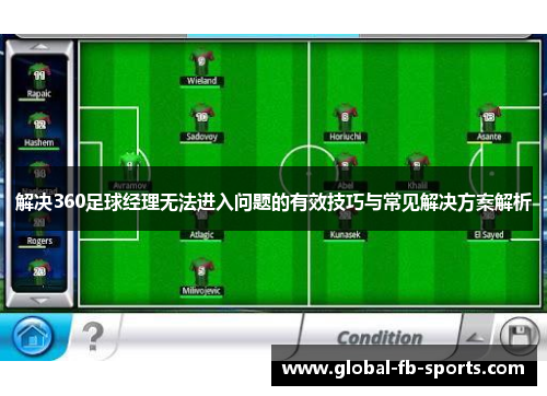 解决360足球经理无法进入问题的有效技巧与常见解决方案解析 解决360足球经理无法进入问题的有效技巧与常见解决方案解析